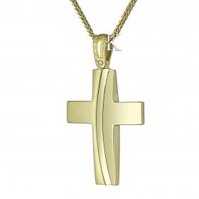 Σταυρός Ανδρικός Κλασικός Χρυσός Κ14 Διπλής Όψεως. SKU-8784