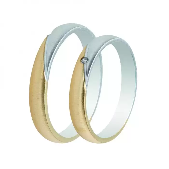 SKU-9711 / Βέρες Γάμου Jeweler Λευκόχρυσος & Χρυσός με Διαμάντι, Κ9-Κ14-Κ18