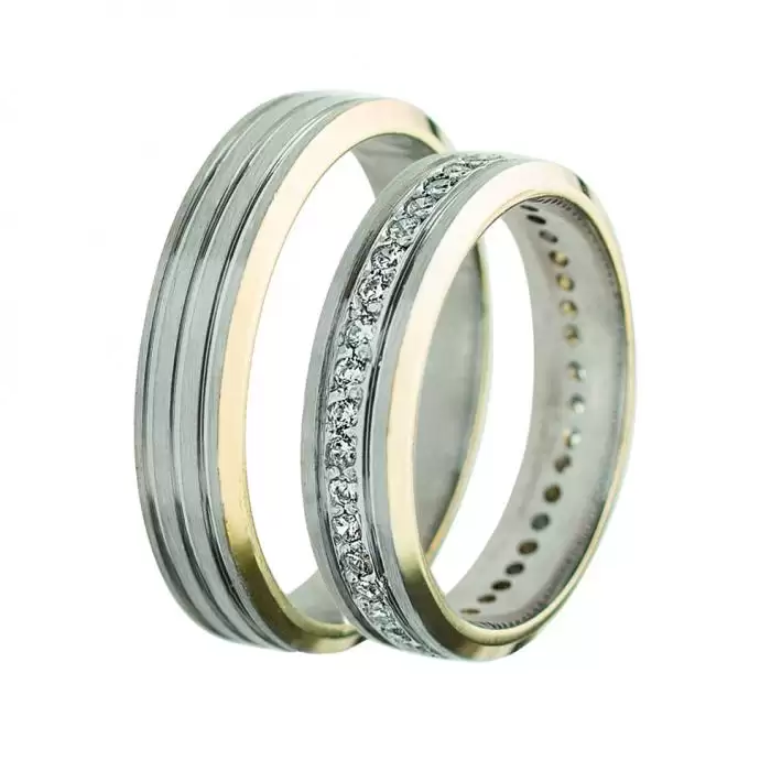 SKU-9827 / Βέρες Γάμου Jeweler Λευκόχρυσος & Χρυσός με Ζιργκόν, Κ9-Κ14-Κ18