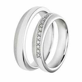 Βέρες Γάμου Jeweler Λευκόχρυσος με Ζιργκόν, Κ9-Κ14-Κ18 SKU-9825