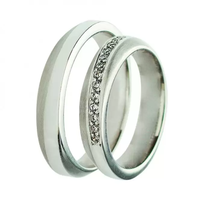 SKU-9825 / Βέρες Γάμου Jeweler Λευκόχρυσος με Ζιργκόν, Κ9-Κ14-Κ18