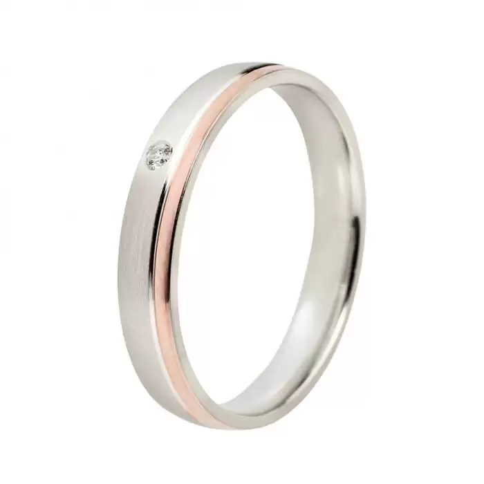 SKU-9447 / Βέρες Γάμου Jeweler Λευκόχρυσος & Ρόζ Χρυσός με Διαμάντι, Κ9-Κ14-Κ18