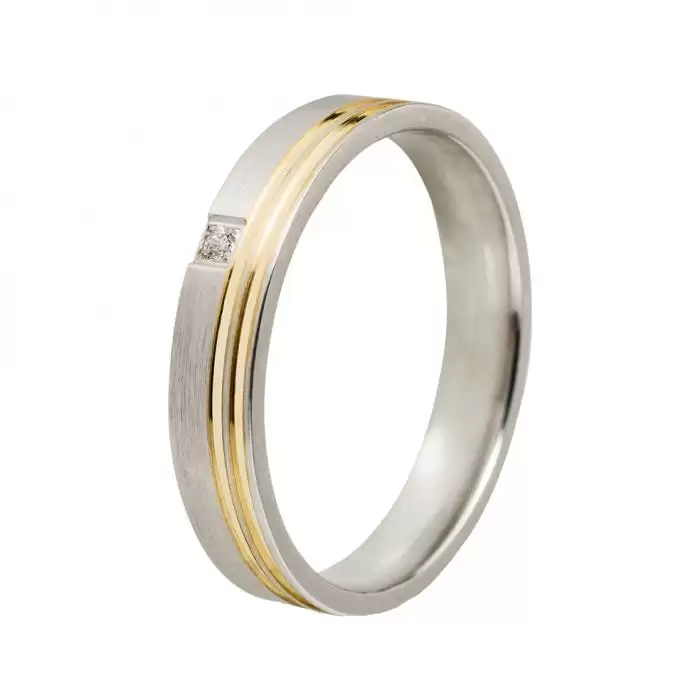 SKU-9444 / Βέρες Γάμου Jeweler Λευκόχρυσος & Χρυσός με Διαμάντι, Κ9-Κ14-Κ18
