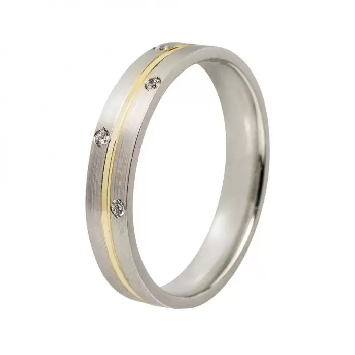 SKU-9445 / Βέρες Γάμου Jeweler Λευκόχρυσος & Χρυσός με Ζιργκόν, Κ9-Κ14-Κ18