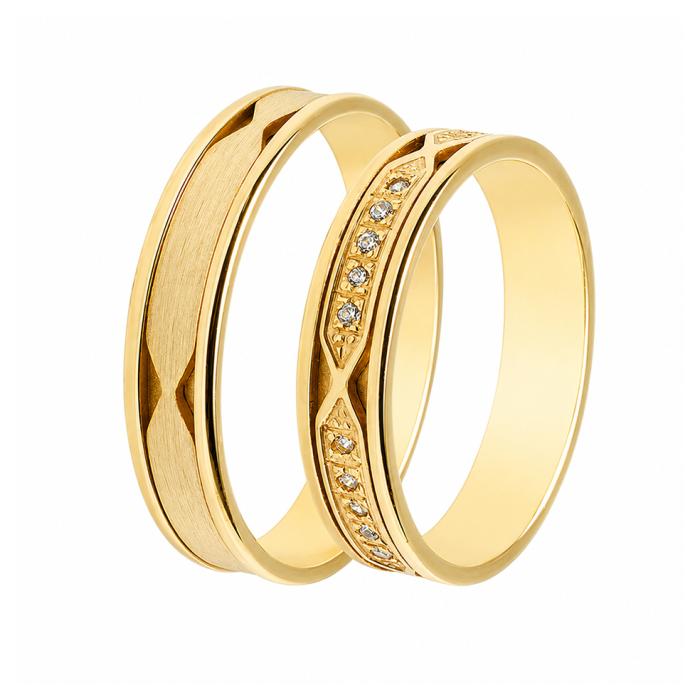 Βέρες Γάμου Jeweler Χρυσός με Ζιργκόν, Κ9-Κ14-Κ18 SKU-9714