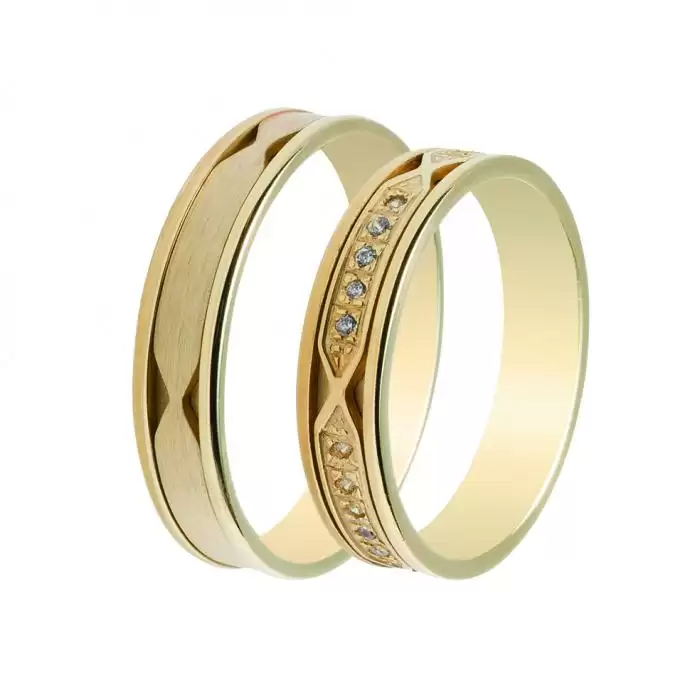 SKU-9714 / Βέρες Γάμου Jeweler Χρυσός με Ζιργκόν, Κ9-Κ14-Κ18