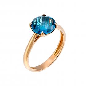 Δαχτυλίδι Ροζ Χρυσός Κ14 με London Blue Topaz SKU-9771