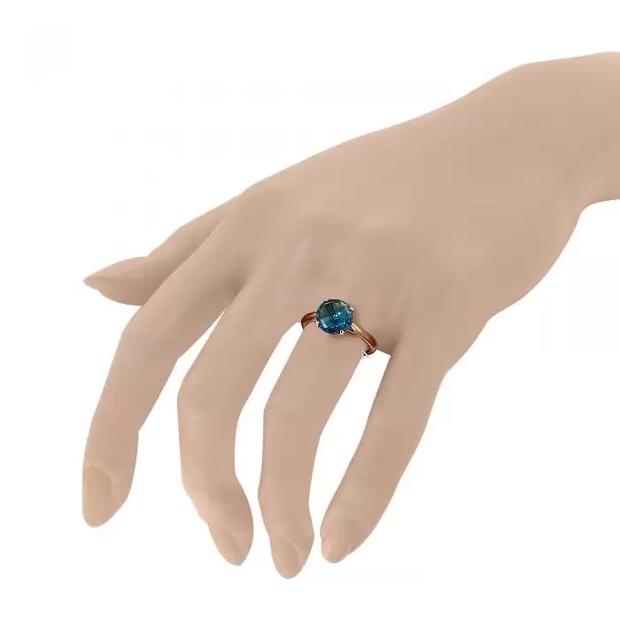 Δαχτυλίδι Ροζ Χρυσός Κ14 με London Blue Topaz