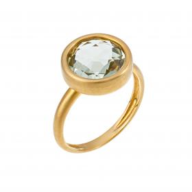Δαχτυλίδι Χρυσός Κ14 με Green Quartz SKU-9723