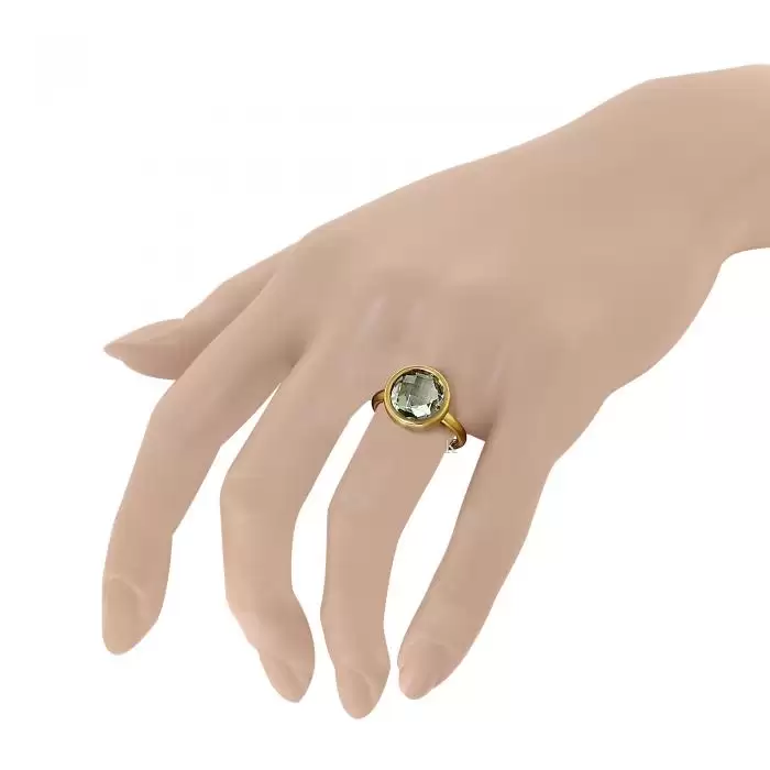 Δαχτυλίδι Χρυσός Κ14 με Green Quartz SKU-9723