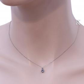 Κολιέ Ματάκι Λευκόχρυσος Κ14 Διπλής Όψεως με Ζιργκόν & Φίλντισι SKU-9065