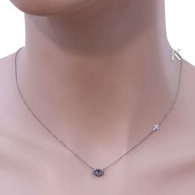 Κολιέ Ματάκι με Σταυρό Λευκόχρυσος Κ14 με Ζιργκόν & Φίλντισι SKU-9044