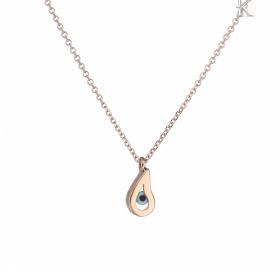 Κολιέ Ματάκι Ροζ Χρυσός Κ14 Διπλής Όψεως με Ζιργκόν & Φίλντισι SKU-9060