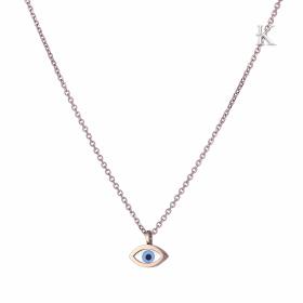 Κολιέ Ματάκι Ροζ Χρυσός Κ14 με Φίλντισι SKU-9067