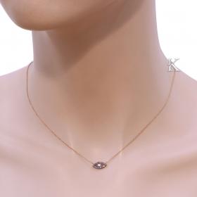 Κολιέ Ματάκι Ροζ Χρυσός Κ14 με Ζιργκόν SKU-9600