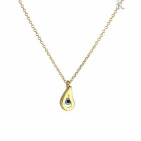 Κολιέ Ματάκι Χρυσός Κ14 Διπλής Όψεως με Ζιργκόν & Φίλντισι Διπλής Όψεως SKU-9066