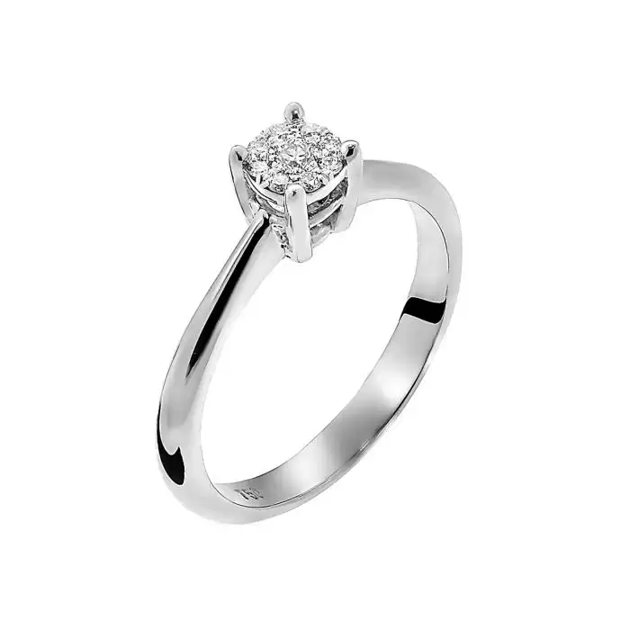 SKU-9843 / Μονόπετρο Δαχτυλίδι Λευκόχρυσος Κ18 με Διαμάντια