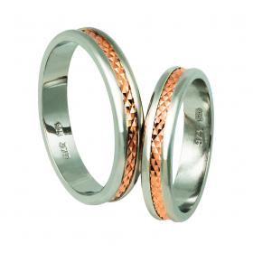 Βέρες Γάμου Ασήμι & Ροζ Χρυσός, Κ9-Κ14 SKU-10953