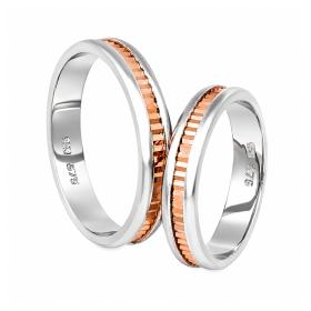 Βέρες Γάμου Ασήμι & Ροζ Χρυσός, Κ9-Κ14 SKU-10972