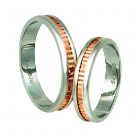 Βέρες Γάμου Ασήμι & Ροζ Χρυσός, Κ9-Κ14 SKU-10972