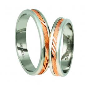 Βέρες Γάμου Ασήμι & Ροζ Χρυσός, Κ9-Κ14 SKU-10990