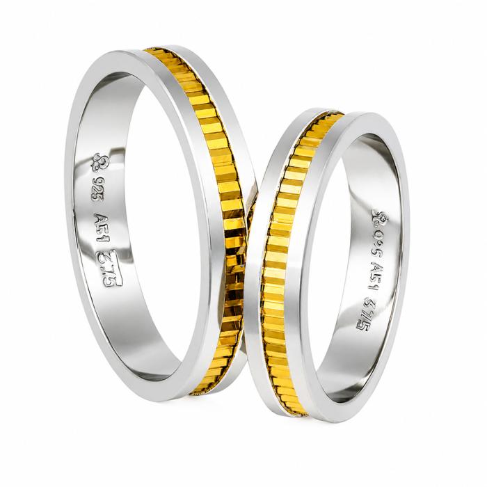 Βέρες Γάμου Ασήμι & Χρυσός, Κ9-Κ14 SKU-10991