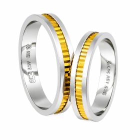 Βέρες Γάμου Ασήμι & Χρυσός, Κ9-Κ14 SKU-10991