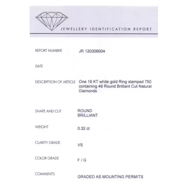 SKU-10493 / Δαχτυλίδι Λευκόχρυσος Κ18 με Διαμάντια
