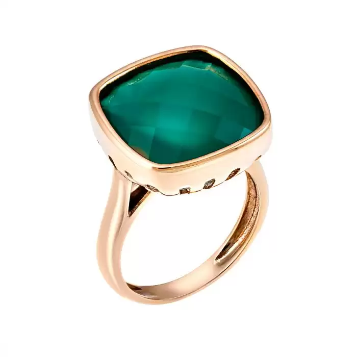 SKU-10824 / Δαχτυλίδι Ροζ Χρυσός Κ14 με Green Agate
