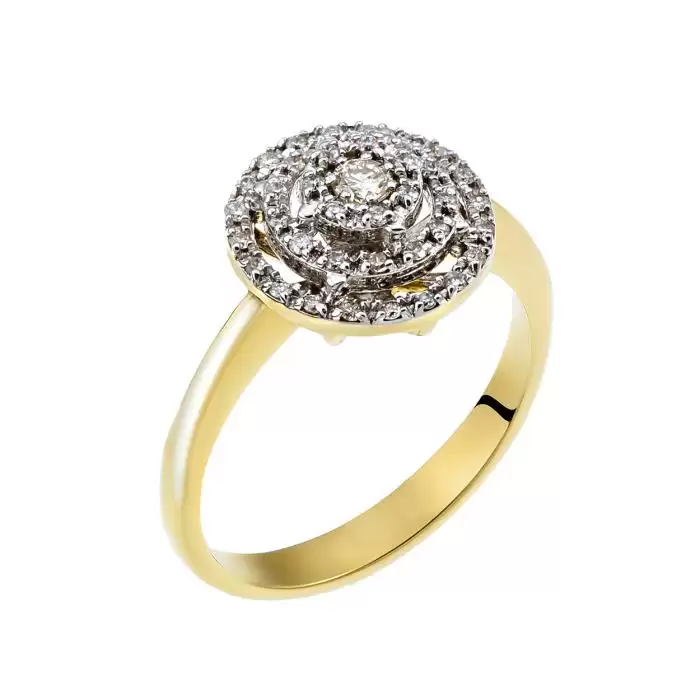 SKU-10491 / Δαχτυλίδι Χρυσός & Λευκόχρυσος Κ18 με Διαμάντια

