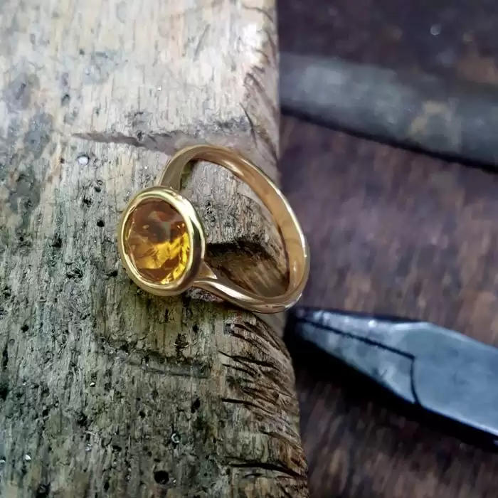 Δαχτυλίδι Χρυσός Κ14 με Citrine