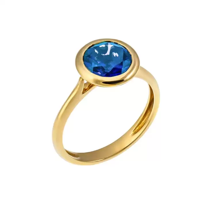 SKU-10357 / Δαχτυλίδι Χρυσός Κ14 με London Blue Topaz