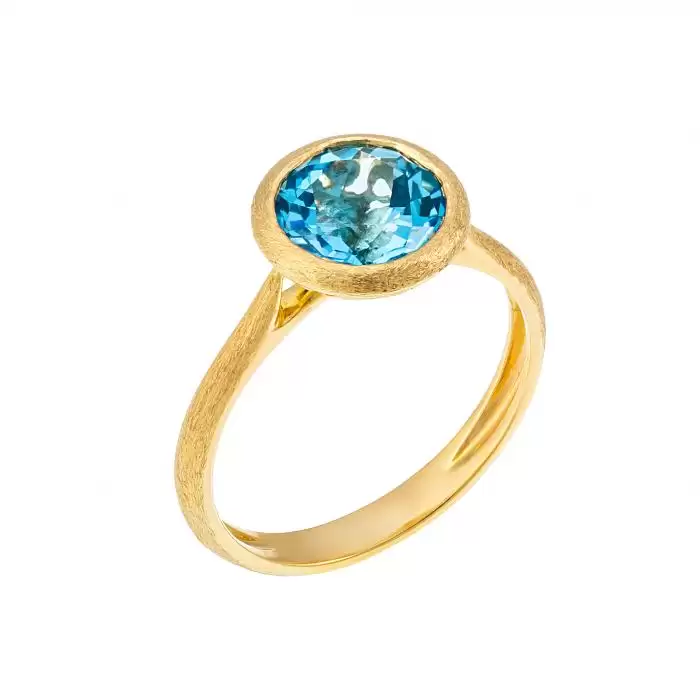 SKU-10808 / Δαχτυλίδι Χρυσός Κ14 με Swiss Blue Topaz