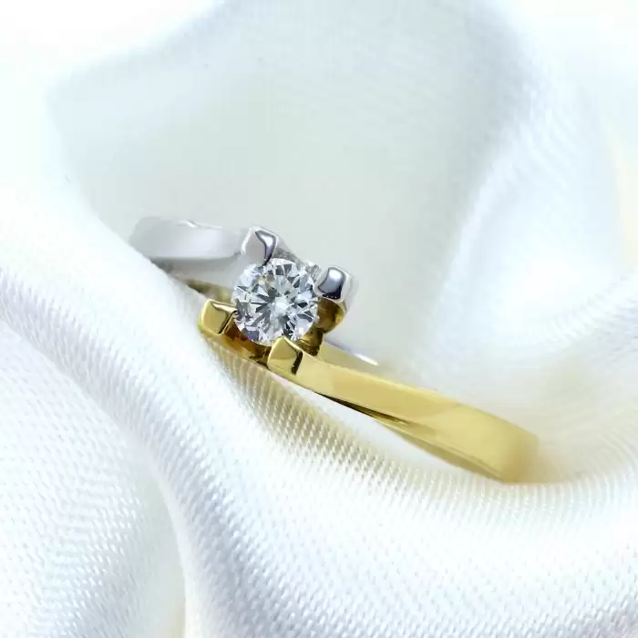 Μονόπετρο Δαχτυλίδι FaCad'oro Χρυσός & Λευκόχρυσος Κ18 με Διαμάντι