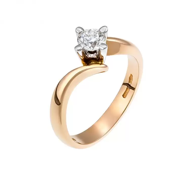 SKU-10400 / Μονόπετρο Δαχτυλίδι Λευκόχρυσος & Ροζ Χρυσός Κ18 με Διαμάντι