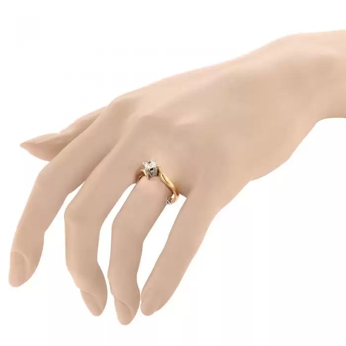 SKU-10400 / Μονόπετρο Δαχτυλίδι Λευκόχρυσος & Ροζ Χρυσός Κ18 με Διαμάντι