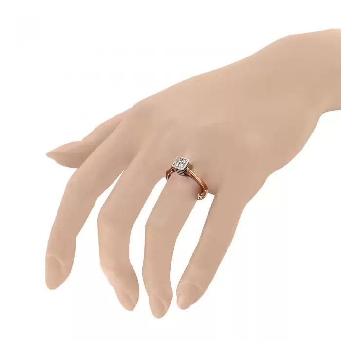 SKU-10403 / Μονόπετρο Δαχτυλίδι Λευκόχρυσος & Ροζ Χρυσός Κ18 με Διαμάντια