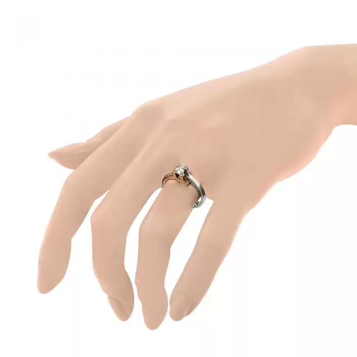 Μονόπετρο Δαχτυλίδι Λευκόχρυσος & Ροζ Χρυσός Κ18 με Διαμάντια