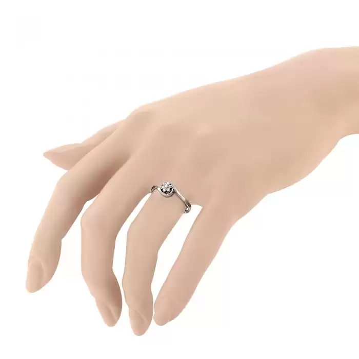 SKU-10505 / Μονόπετρο Δαχτυλίδι Λευκόχρυσος Κ18 με Διαμάντια