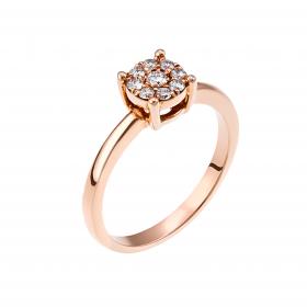 Μονόπετρο Δαχτυλίδι Ροζ Χρυσός Κ18 με Διαμάντια
 