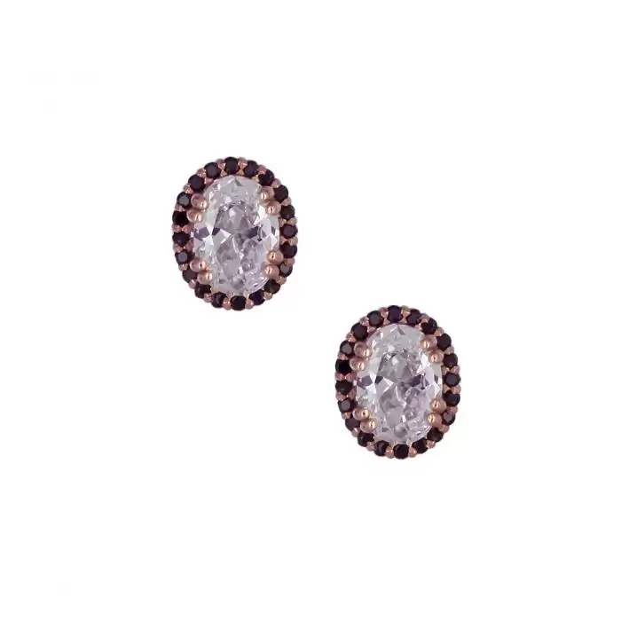 SKU-10371 / Σκουλαρίκια Ροζ Χρυσός Κ14 με Ζιργκόν