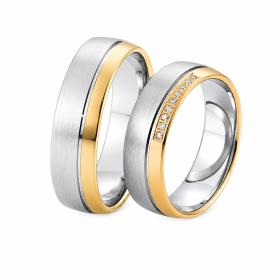 Βέρες Breuning, Χρυσός & Palladium με Διαμάντια, Κ8+500 Palladium-Κ14+500 Palladium SKU-11612