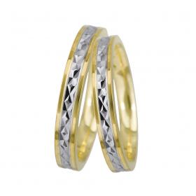 Βέρες Γάμου Λευκόχρυσος & Χρυσός, Κ9-Κ14 SKU-11521