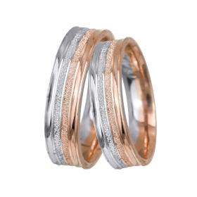 Βέρες Γάμου Λευκόχρυσος & Ροζ Χρυσός, Κ9-Κ14 SKU-11351