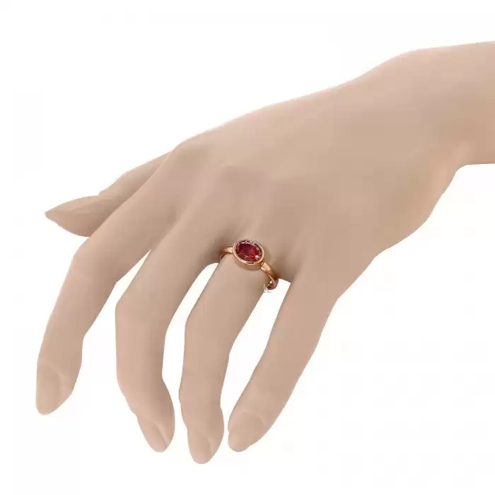 SKU-11898 / Δαχτυλίδι Ροζ Χρυσός Κ14 με Red Garnet