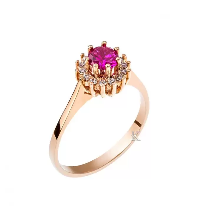 SKU-11975 / Δαχτυλίδι Ροζέτα Ροζ Χρυσός Κ14 με Ζιργκόν
