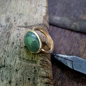 Δαχτυλίδι Χρυσός Κ14 με Jade SKU-11743
