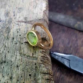 Δαχτυλίδι Χρυσός Κ14 με Peridot SKU-11899