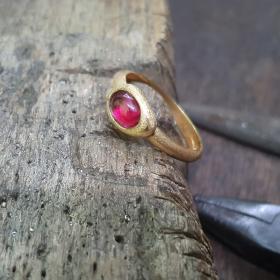 Δαχτυλίδι Χρυσός Κ14 με Rhodolite SKU-11761