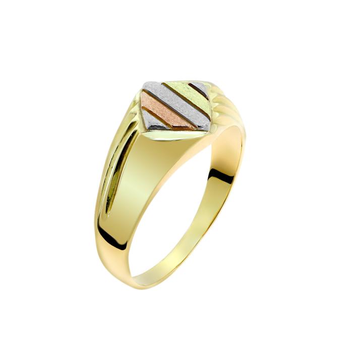 Δαχτυλίδι Χρυσός & Λευκόχρυσος & Ροζ Χρυσός με Ματ Φινίρισμα SKU-11257